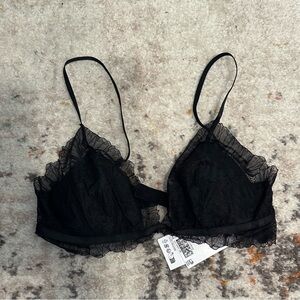 NWT black bralette ruffle trim